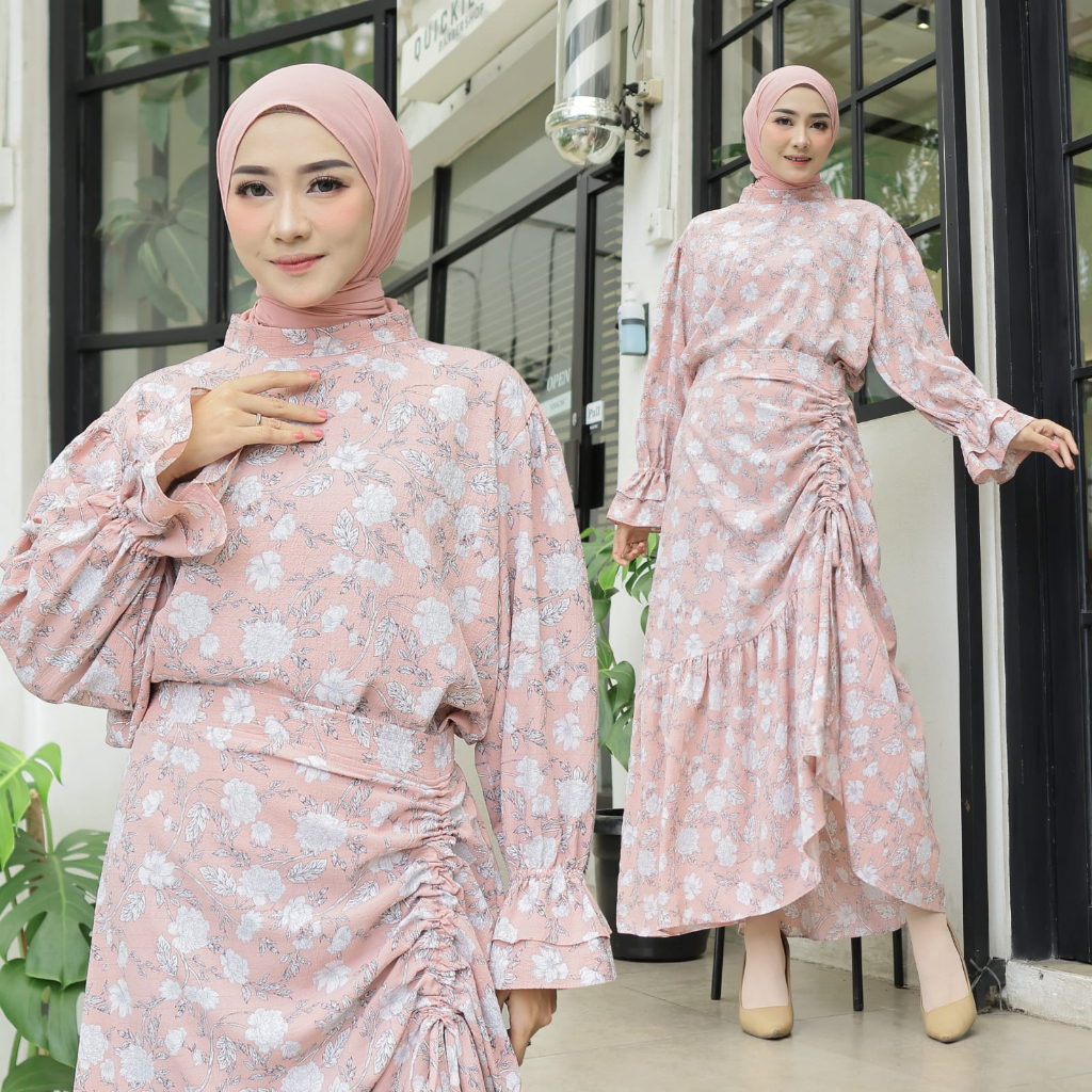 SET ROK TAMARA FLOW FASHION PAKAIAN WANITA SETELAN ATASAN DAN ROK MOTIF ASLI MS