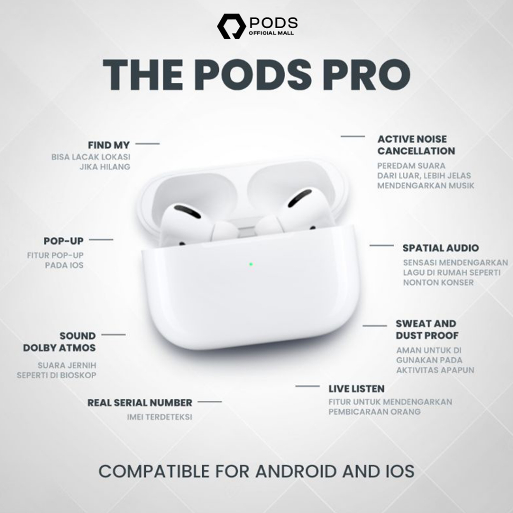 ThePods Pro 2023 Wireless Charging Case [IMEI &amp; Serial Number Detectable] Final Upgrade Version by Pods Indonesia (BU9)