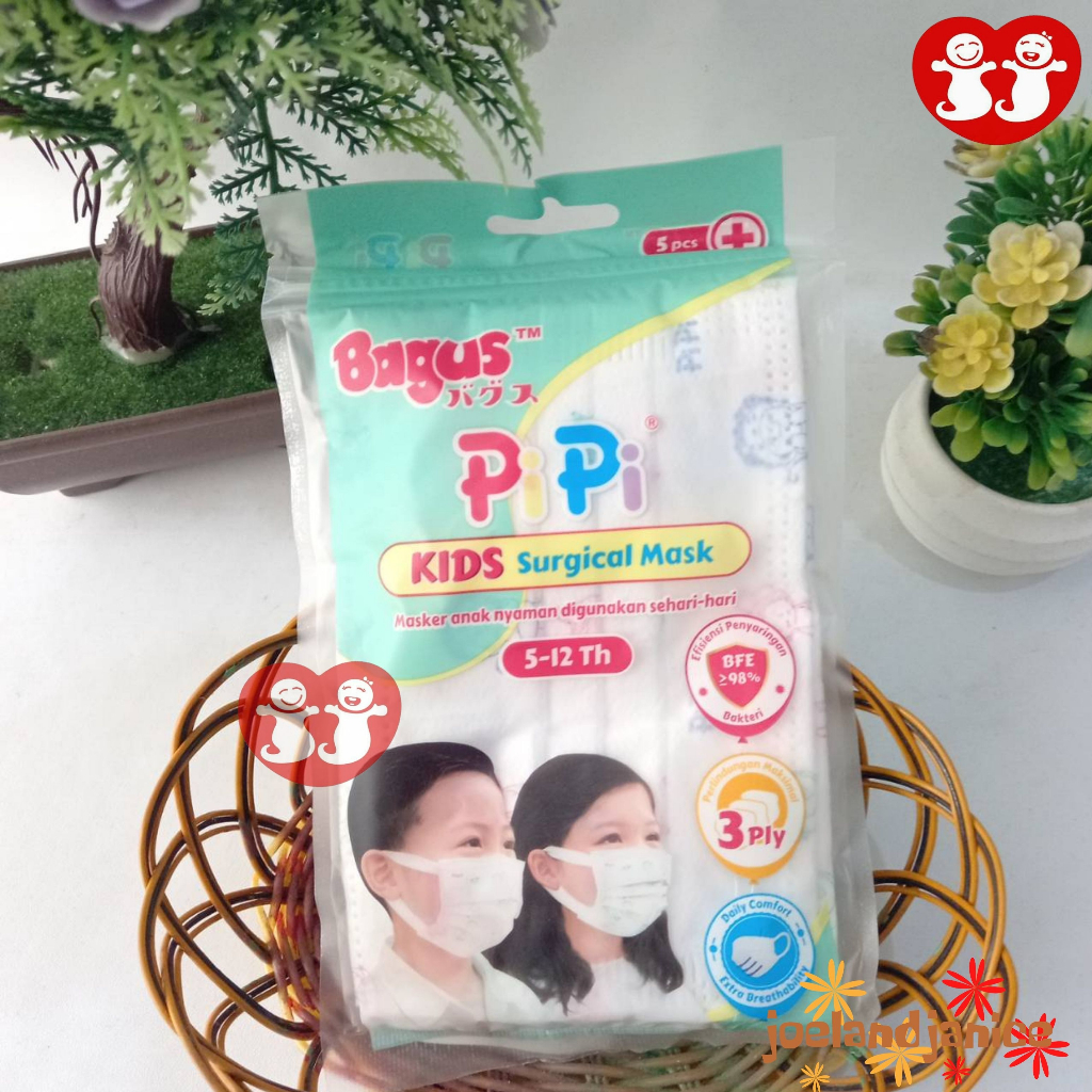 Bagus PiPi Kids Surgical Mask 5-12th 3ply 5pcs