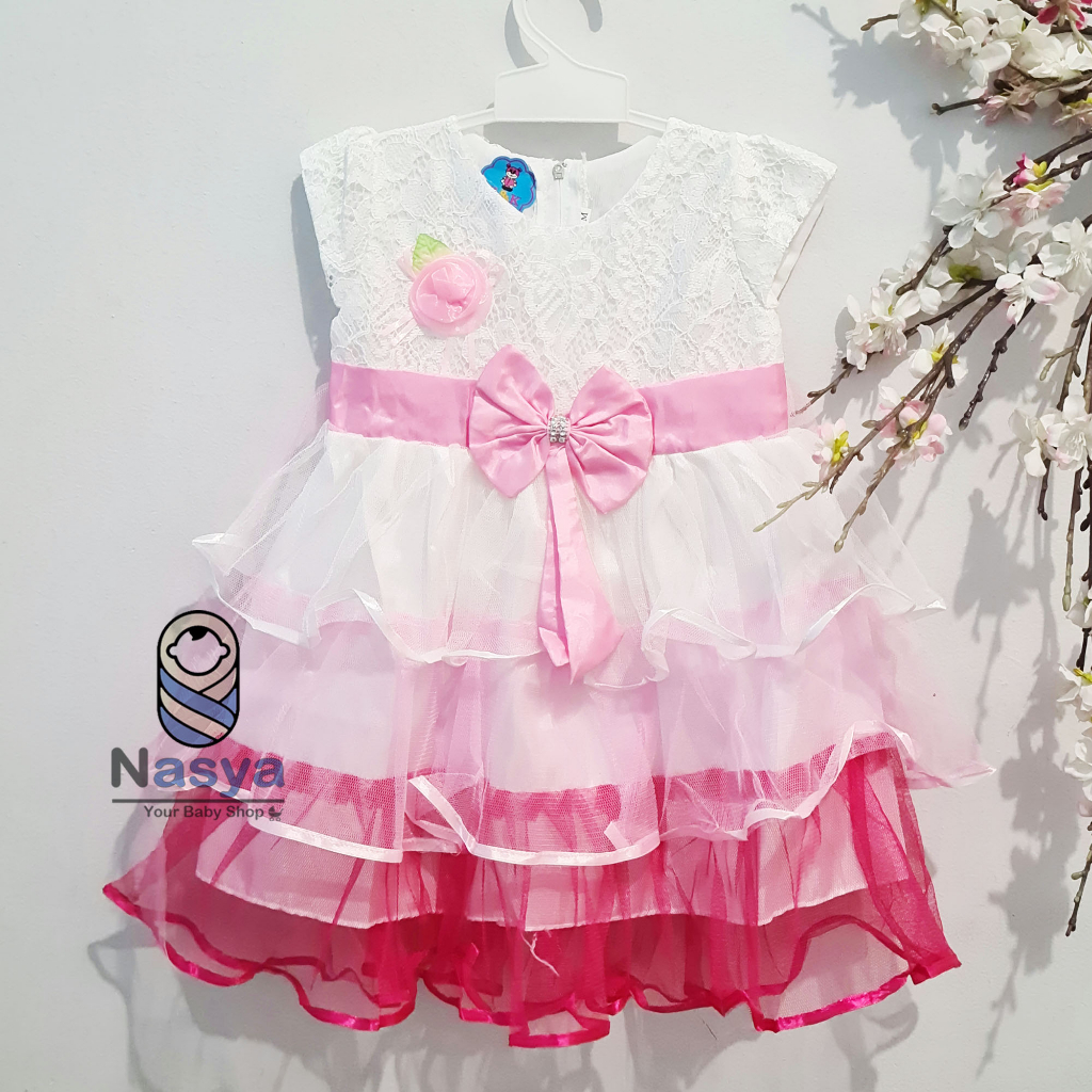 [KK-036] Gaun pesta anak / Dress bayi perempuan bahan brukat size SML (6 - 18 bulan)