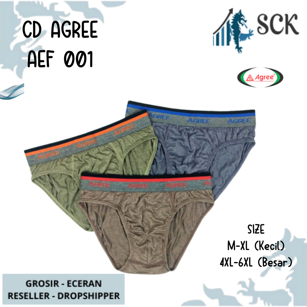 [ISI 3] Celana Dalam Olahraga Pria AGREE AEF 01 / CD Agree AEF 001 Pinggang Karet MODEL BOXER Sport  / Pakaian Dalam Cowok - sckmenwear GROSIR