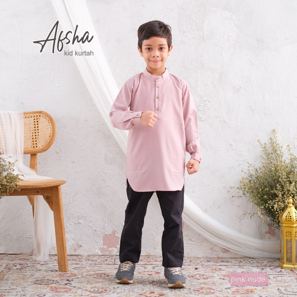 Riskirich Afsha Kurta kids Baju Koko Muslim Anak Laki-Laki Lengan Panjang Katun Toyobo Original