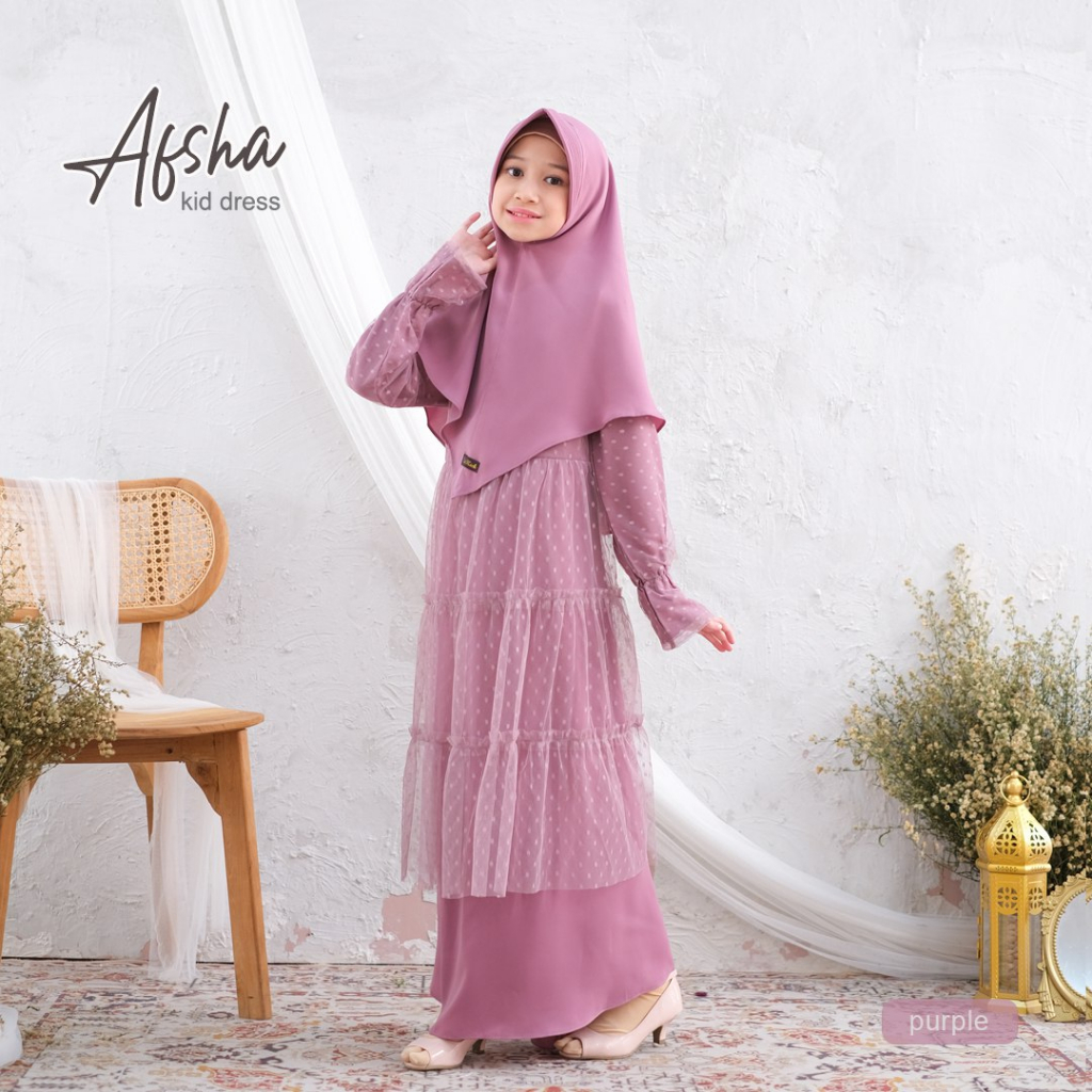 Afsha Dress - Gamis Muslim Anak Perempuan Premium by Riskirich