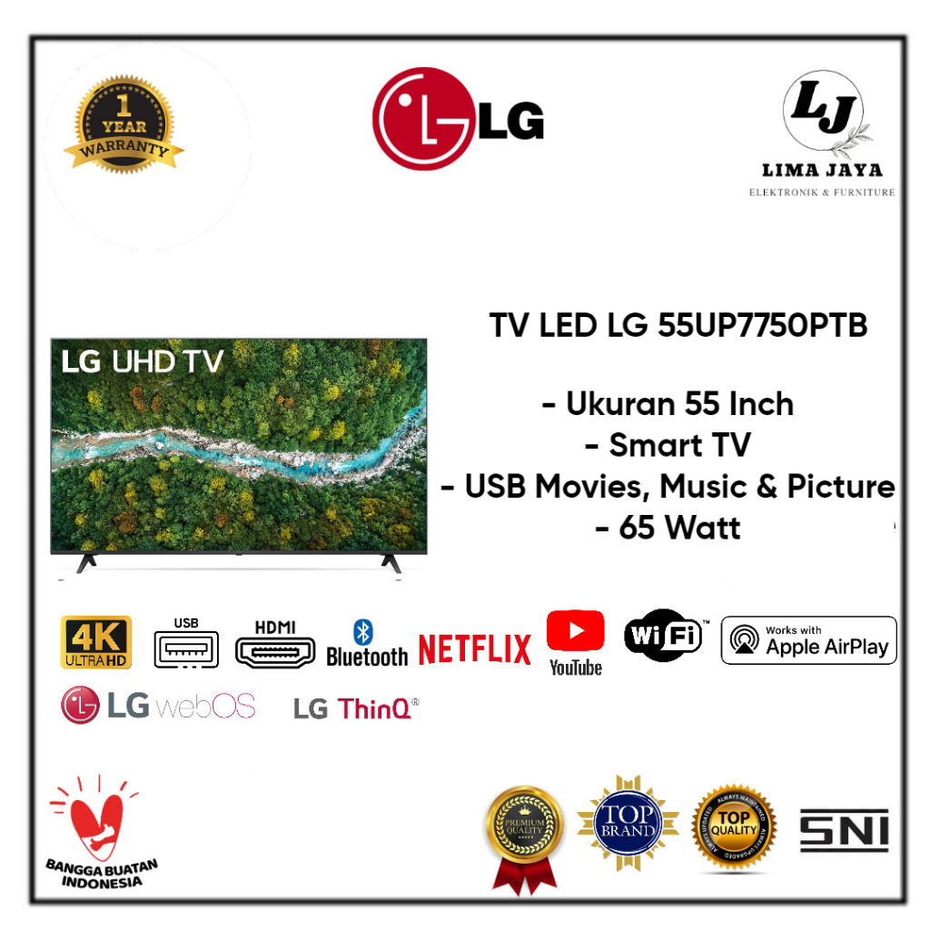 LG LED TV 55UP7750PTB Digital & Smart TV LED LG 55 Inch 4K Ultra HD