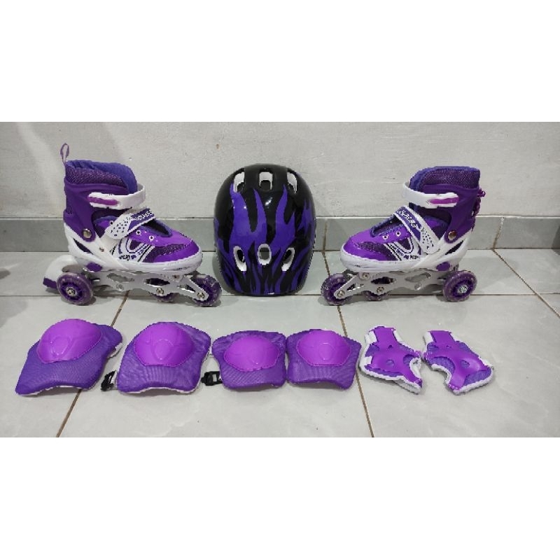 Sekombinasi putih / Pink kombinasi hitam. Terimapatu Roda Fullset Lengkap Dekker+Helm / Inline Skate Bisa Model BAJAJ