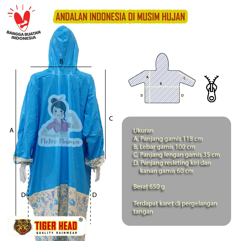 Jas Hujan Muslimah TIGER HEAD GAMIS AISHA 68340 Hijabers