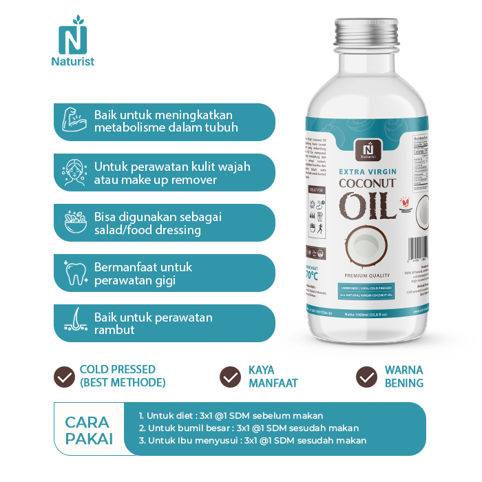 

RB22 NATURIST VCO 500ml / Minyak Kelapa Murni Virgin Coconut Oil / Coconut Oil Evco Vco Organik