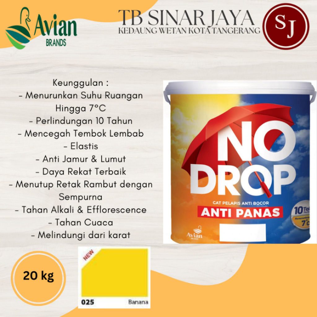 Cat Nodrop Anti Panas 20KG Cat Plapis Anti Bocor Dan Anti Panas 10 Tahun - 025 Banana