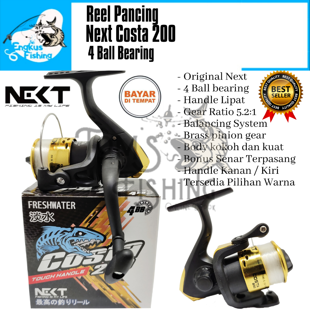 Reel Pancing Next Costa 200 Mini (4 Bearing) Bonus Senar Murah - Engkus Fishing