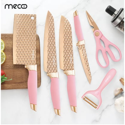 Mecoo Most Aesthetic 6 in 1 Antibacterial Knife Set Pisau Dapur