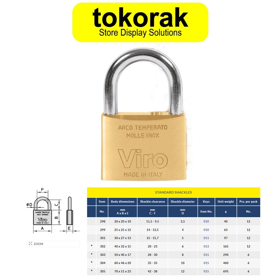 GEMBOK VIRO GEPENG 50MM ASLI ITALY RUMAH PAGAR RUKO KANTOR GUDANG