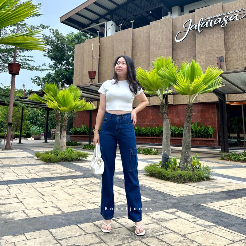 Boxofjeans - Cargo HW Loose Jeans - DARK BLUE