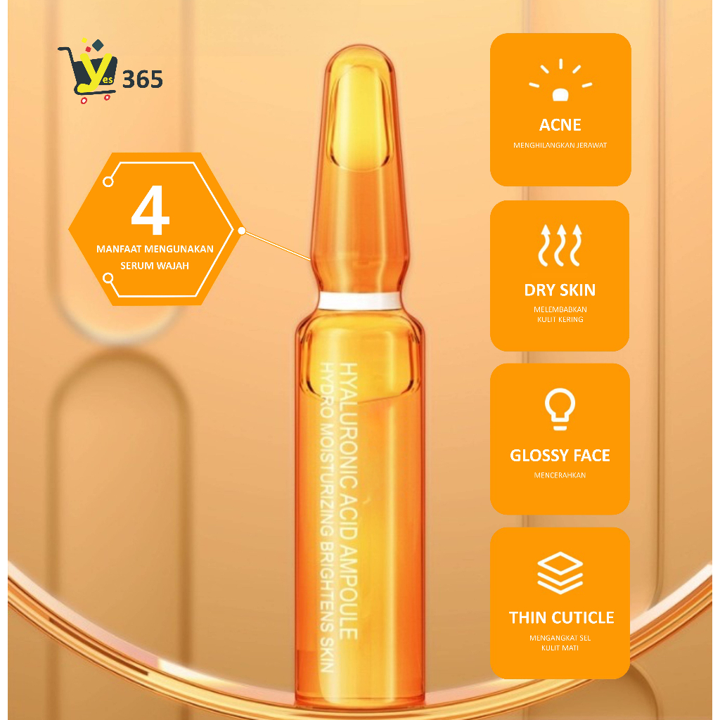 Hyaluronic Acid Ampoule Hydro Moisturizing Brightens Skin 24K Gold 1 Box Isi 7 Botol