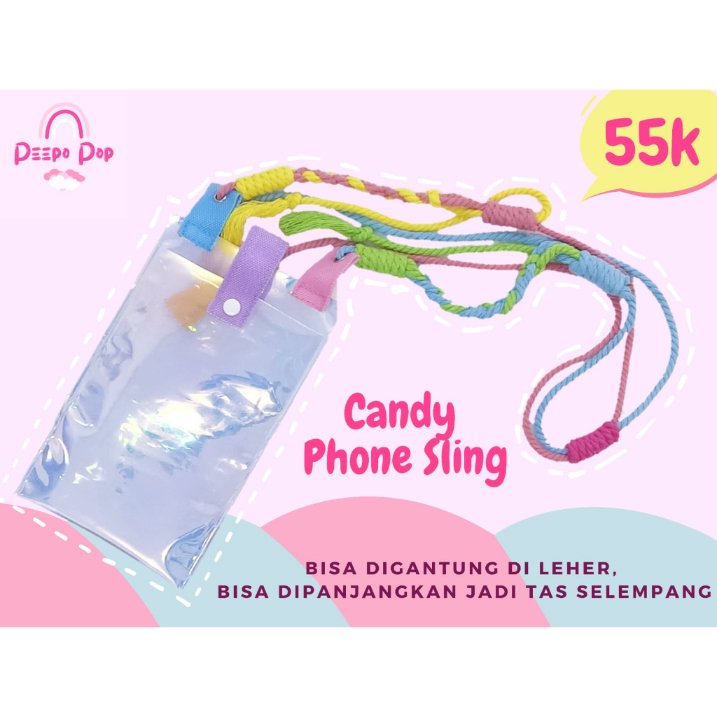 Tas Selempang Handphone Korea Pouch Sling Bag Strap Macrame Makram Korean Style Neck Phone Strap Sli