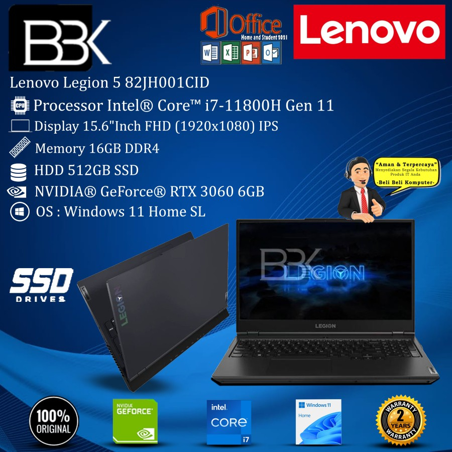 Lenovo Legion 5 1CID i7-11800H 16GB 512GB SSD RTX 3060 WIN11HSL OHS 21