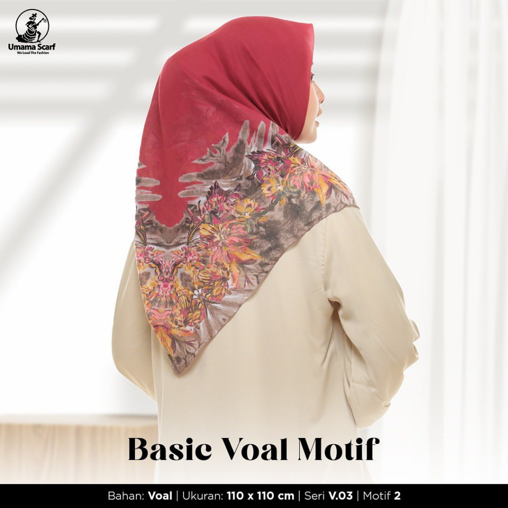 Umama HIjab Segi Empat Basic Voal Motif Terbaru [PILIH WARNA]