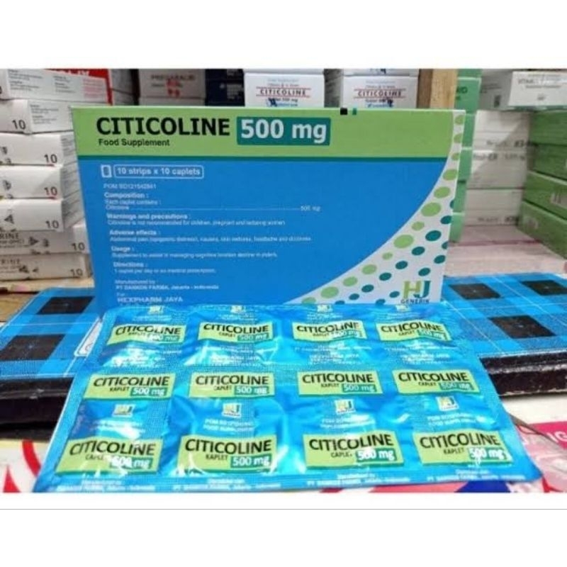 Citicoline / sitikolin HJ 500 mg strip isi 10 kapsul