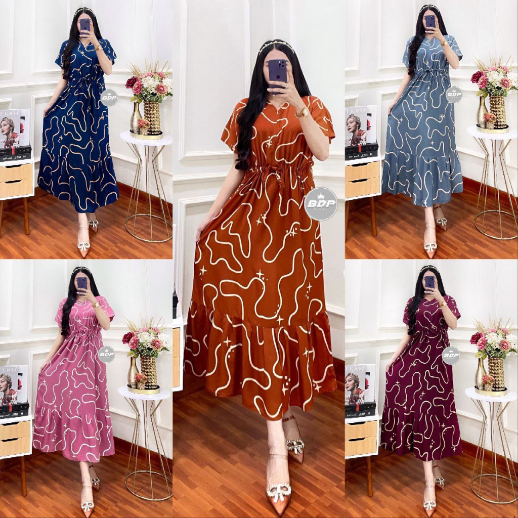 Pasarturi - Daster wanita Panjang Rayon Grade A Busui Resleting Depan | Daster chibi Terbaru | Daster kekinian | Daster Viral 02