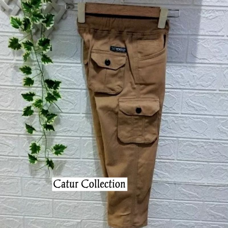 Celana Panjang Cargo Anak Laki-laki Usia 1-12 Tahun Cargo Panjang Anak Pinggang Karet kolor