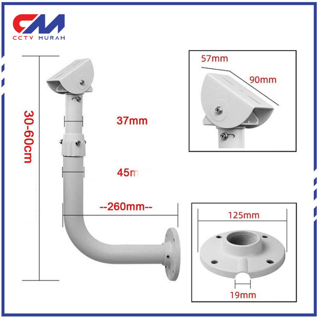 Adjustable Bracket Dinding J Ukuran 30-60cm CCTV Camera/Bracket Dinding J Ukuran 30-60cm