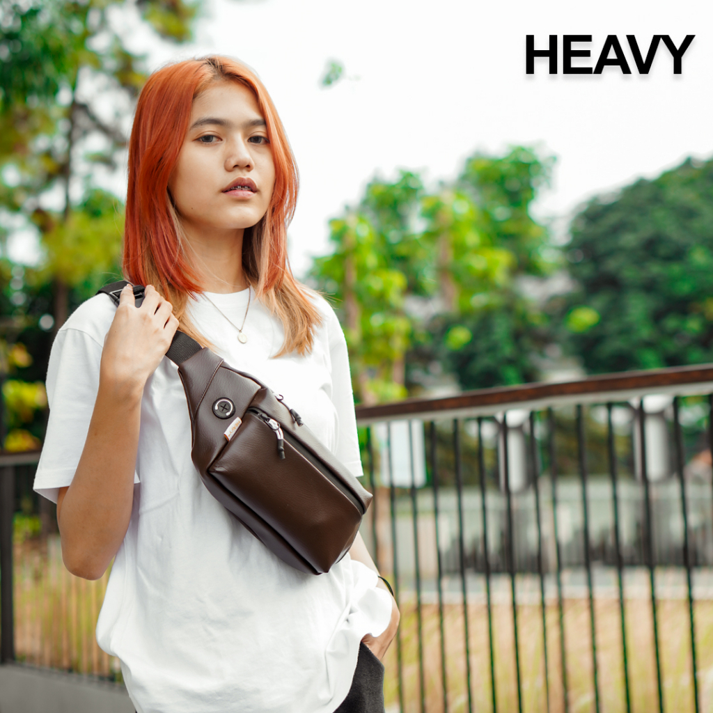 Tas Pinggang Semi Kulit Sintetis, PU. Leather Waistbag Original Heavy.bag, Waist bag pria/wanita