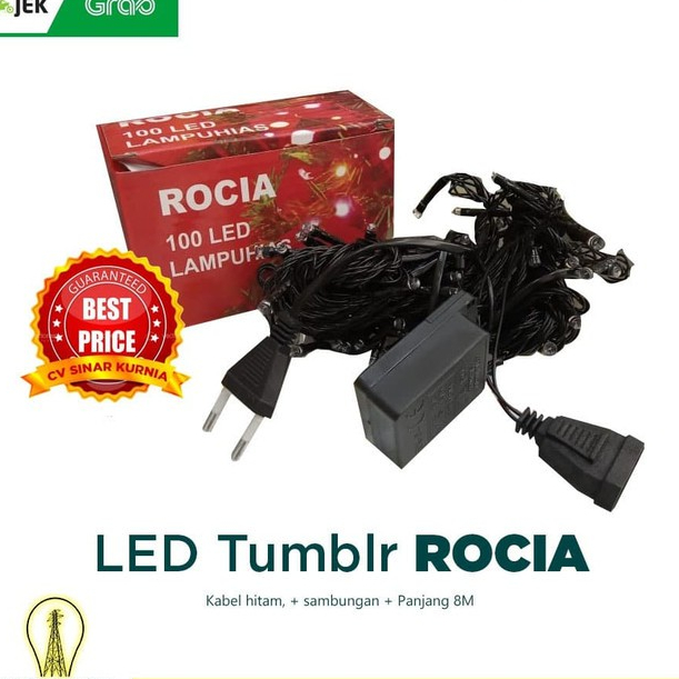 Lampu Tumbrl LED Seri Hias ROCIA Kabel Hitam Plus Sambungan