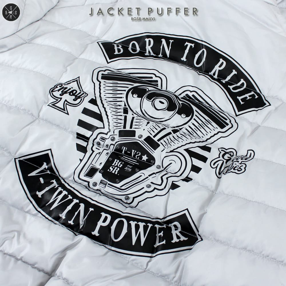 JAKET PUFFER MOTOR CHOOPERS PRIA X BGSR ABU SIZE L XL XXL  - JAKET WINTER - JAKET HIKING - JAKET GUNUNG - JAKET WINDPROOF TEBAL PRIA - BORN TO RIDE - JAKET HOODIE TEBAL PRIA - JAKET MOTOR PRIA