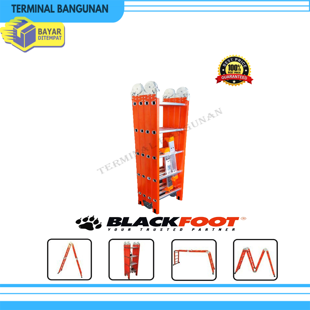 Tangga Lipat Aluminium Multipurpose Blackfoot 4X6 Tangga Alumunium