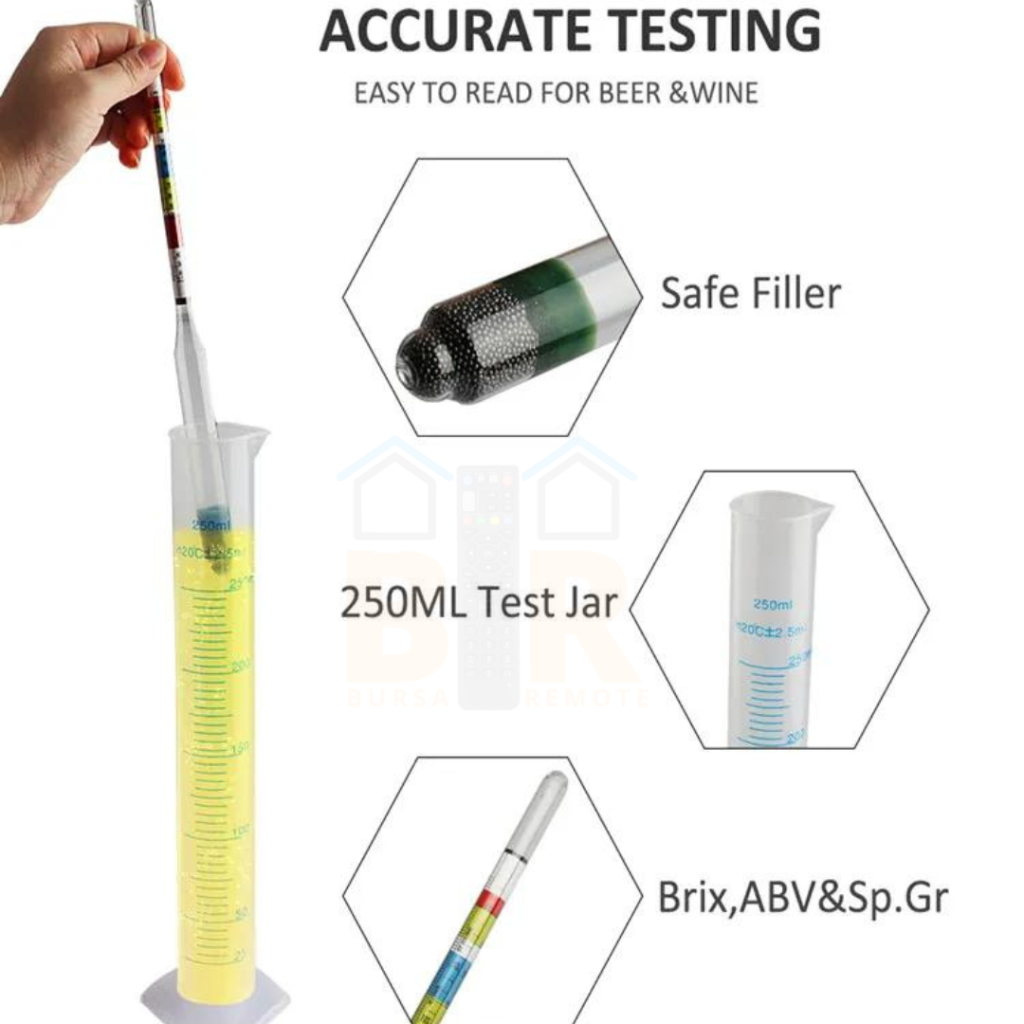 Set Alkoholmeter Uji Kadar Pengukur Alkohol Konsentrat Box Biru