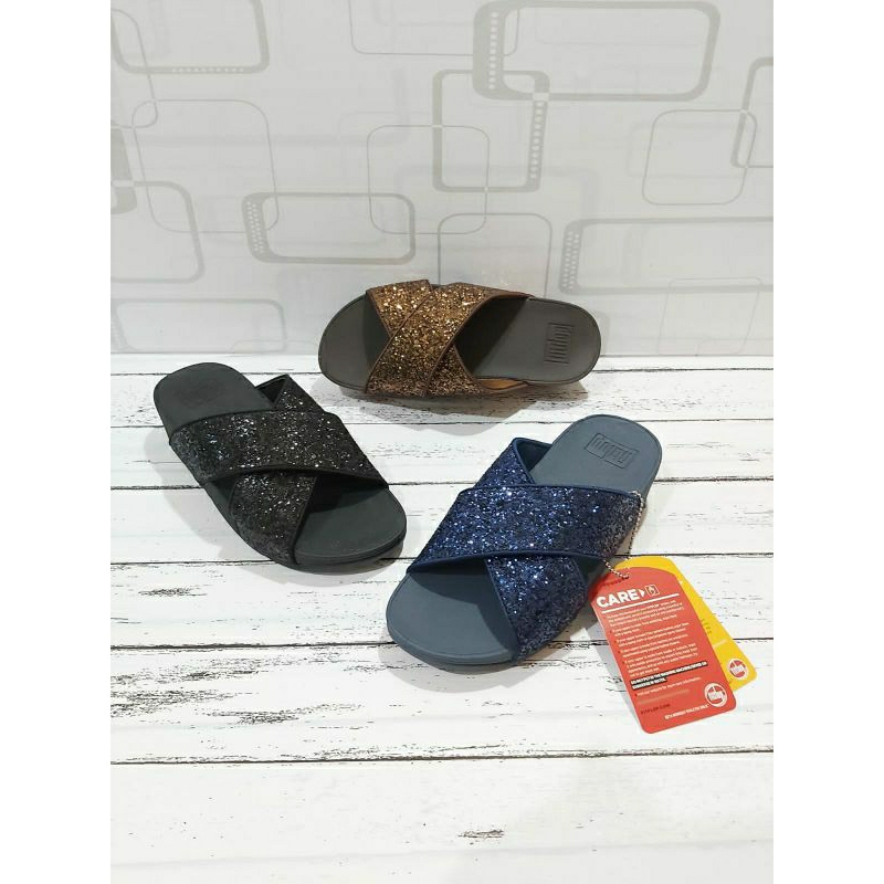 SANDAL SLIDE FITFLOP LULU GLITTER SLIDE WOMEN'S SANDAL