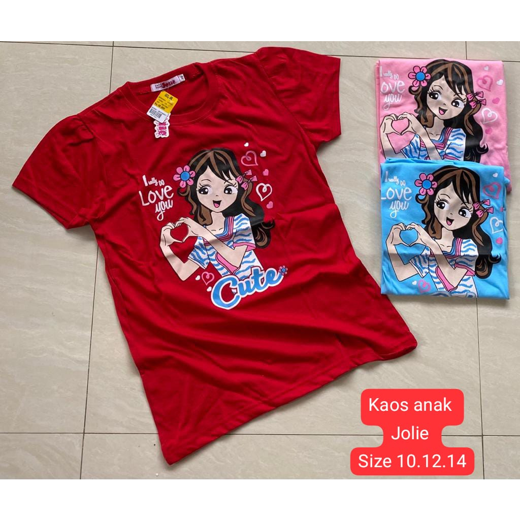 10.10 SALE : SALE KAOS ATASAN ANAK BAJU ANAK KAOS JOLIE TSHIRT ANAK PEREMPUAN