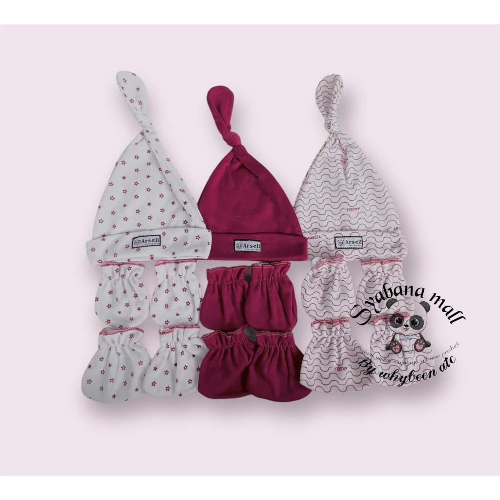 PERLENGKAPAN BAYI - 3 SET topi dan sartaki bayi premium super tebal dan lembut