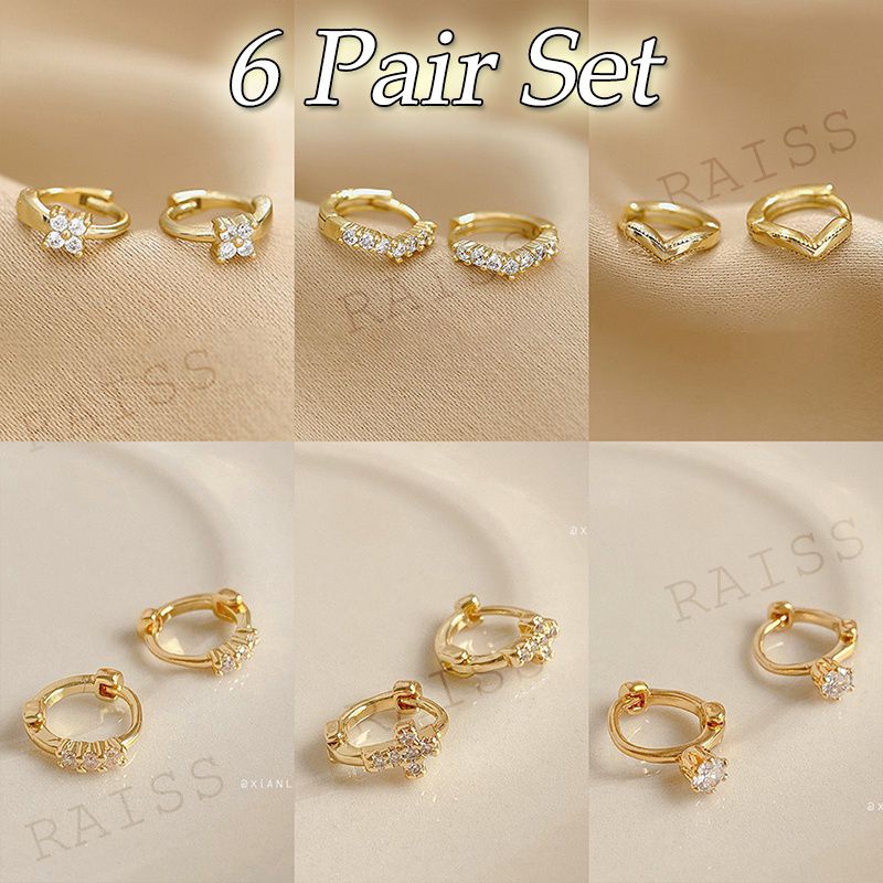 1 Pasang Anting Xuping Wanita 18k Anting Hoop Zirkon Mata Lapis Emas