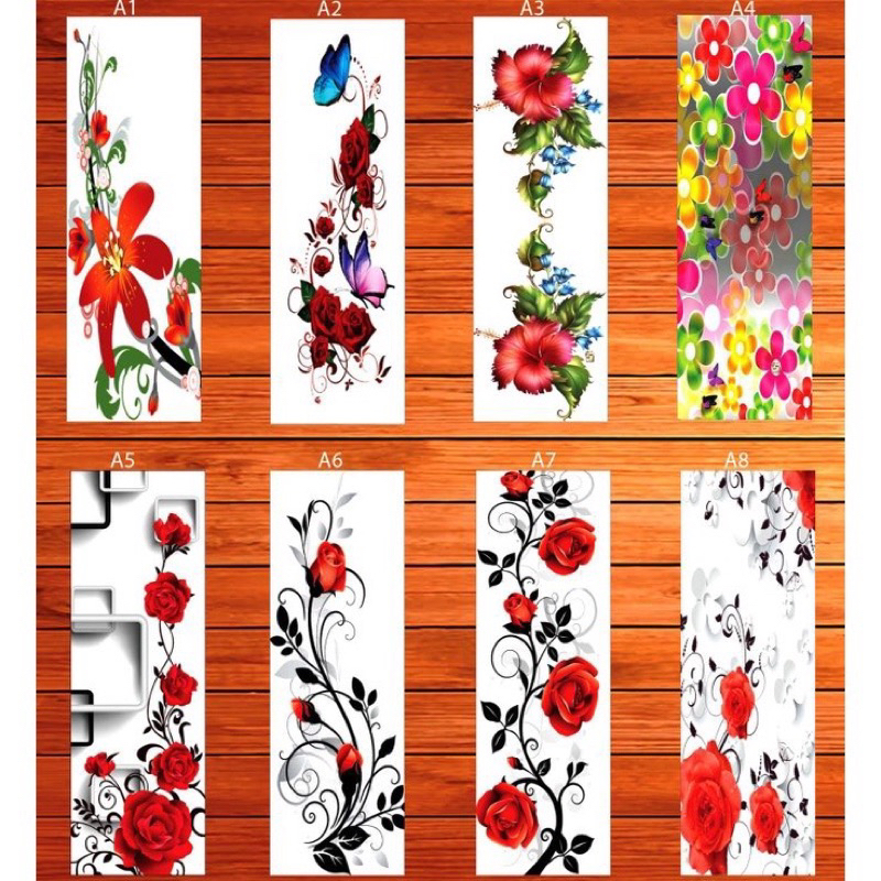 stiker kaca pemasangan dari dalam motif bunga cantik