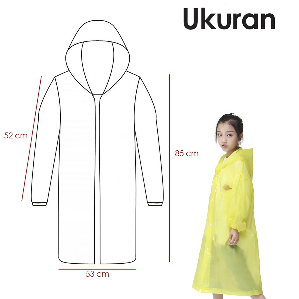 JAS HUJAN ANAK EVA Kids Raincoat Fashion Anak Trendy Unisex Waterproof Tebal Ponco Warna BY SEN