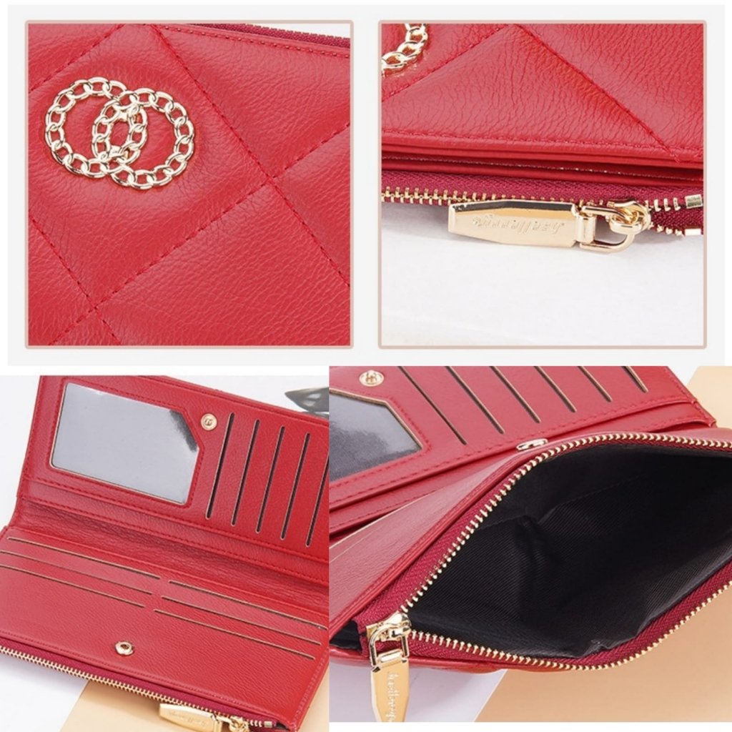 DOMPET PANJANG WANITA MURAH KEKINIAN BAELLERRY ORIGINAL KULIT MERAH DEWASA MEWAH FASHION KOREA IMPORT IRISHA WA686R1 CANTIK BATAM TERBARU REMAJA SLOT KARTU BRANDED