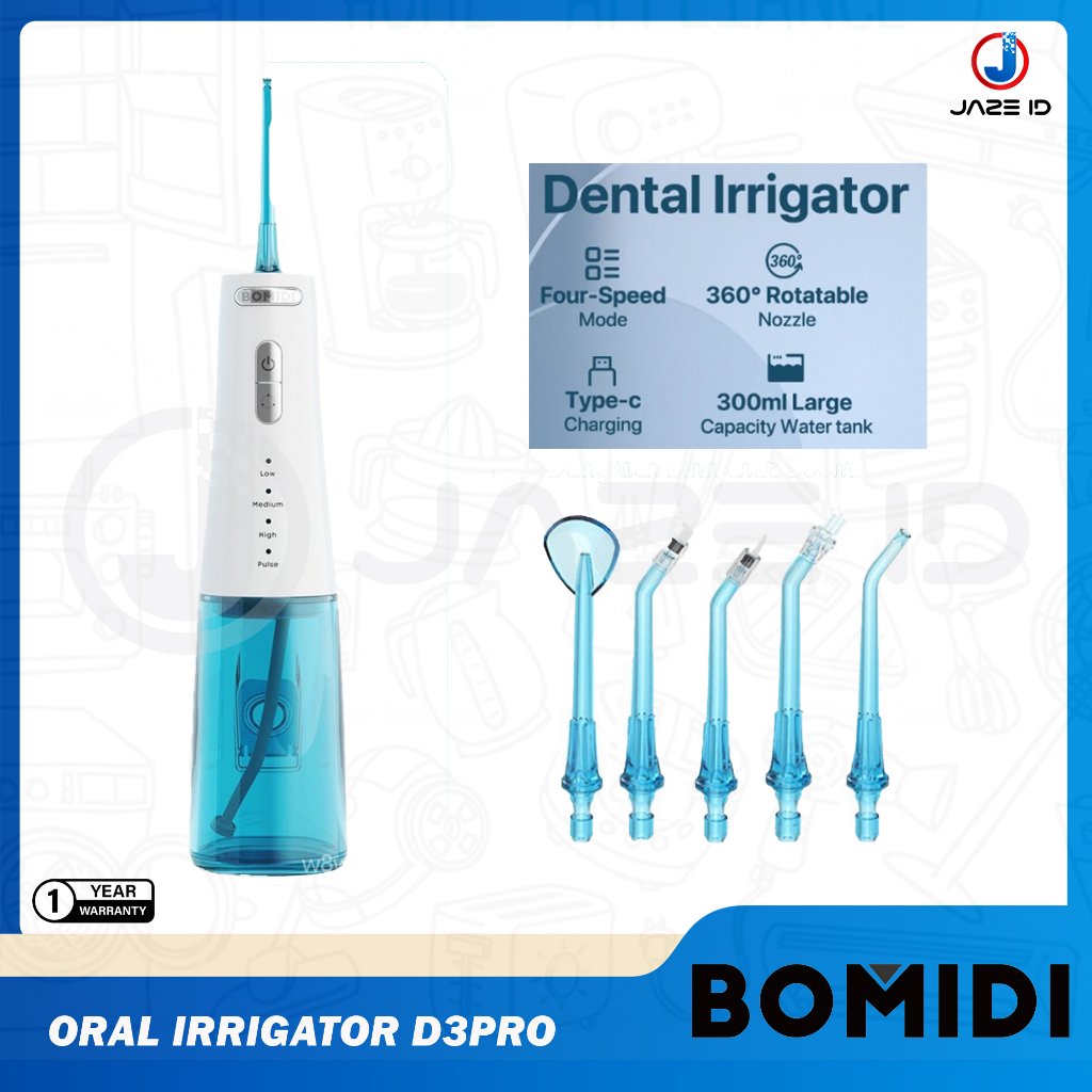 BOMIDI Oral Irrigator D3 Pro Portable Flosser Pembersihkan Gigi Sikat