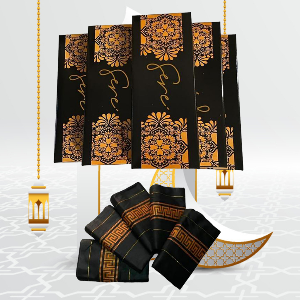 Sarung Tenun Dewasa Motif Polos HItam Dobby Timbul Gold