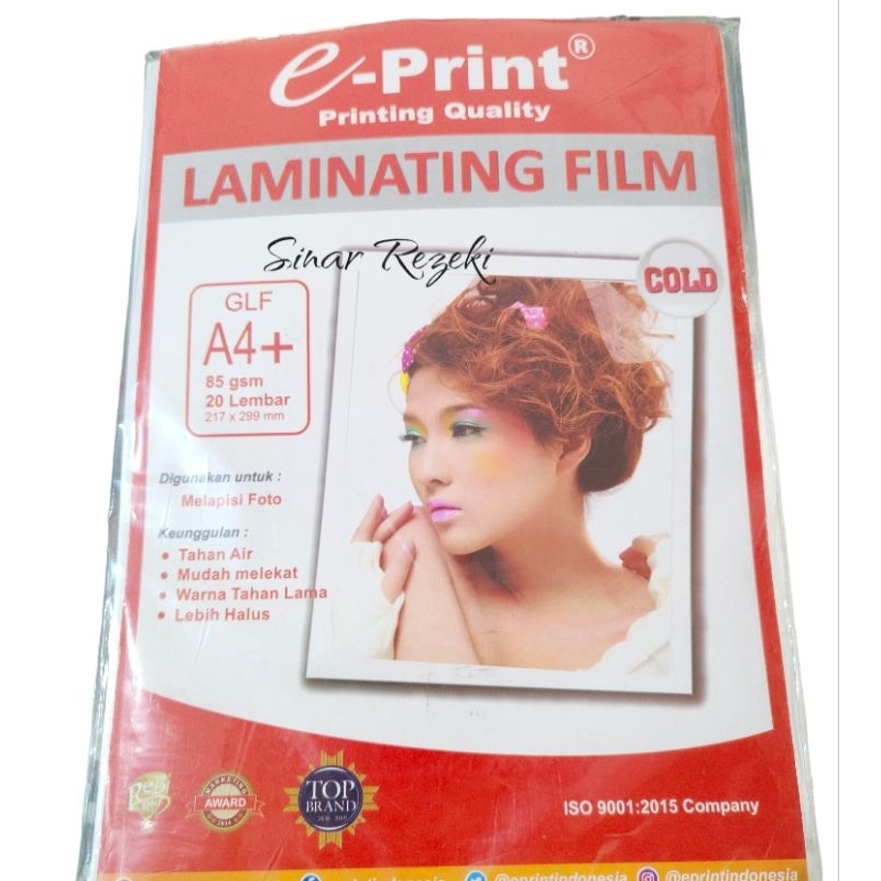 

20 lembar!! A4+!! Laminating film COLD/plastik laminating 85gsm