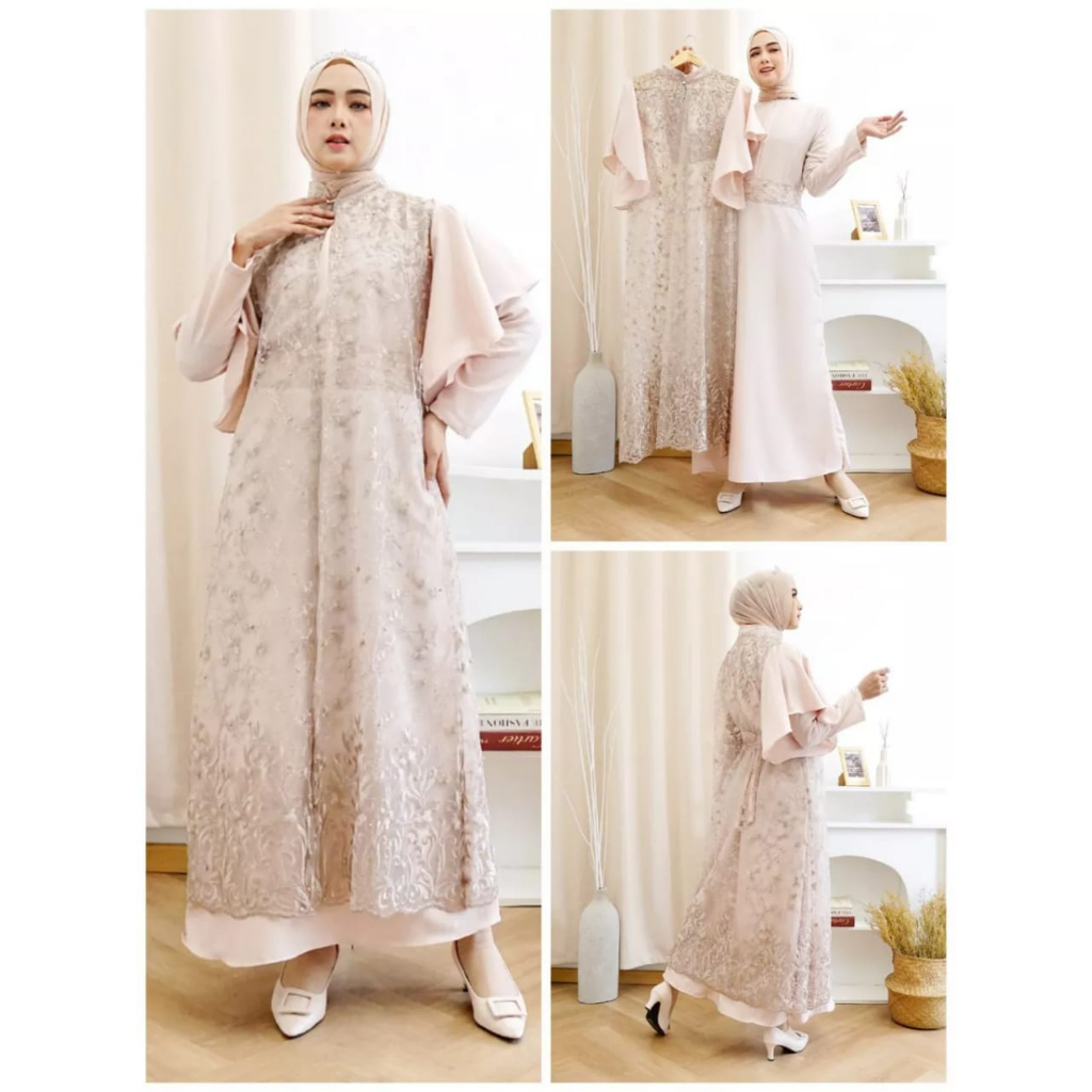 Georgina Dress Lebaran Kondangan Inner Belt Outer L XL XXL Premium Jumbo Mewah Gamis Muslim Produk T