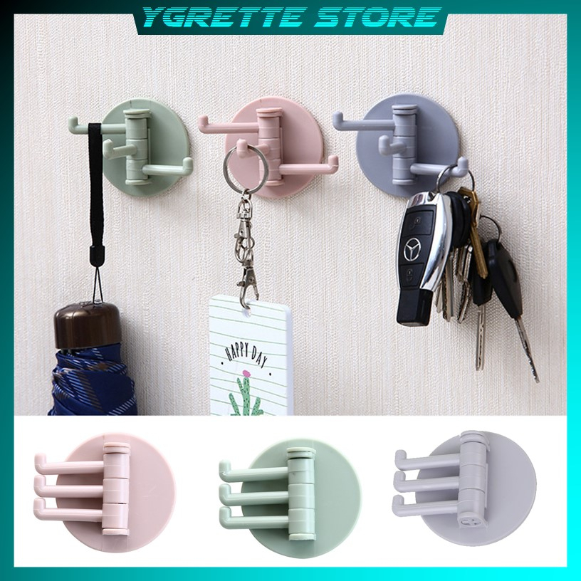 YGRETTE - LionMoon Tempelan Gantungan Kunci 3 Hook Wall Adhesive 1PCS HOOK KAPSTOK STIKER SERBAGUNA