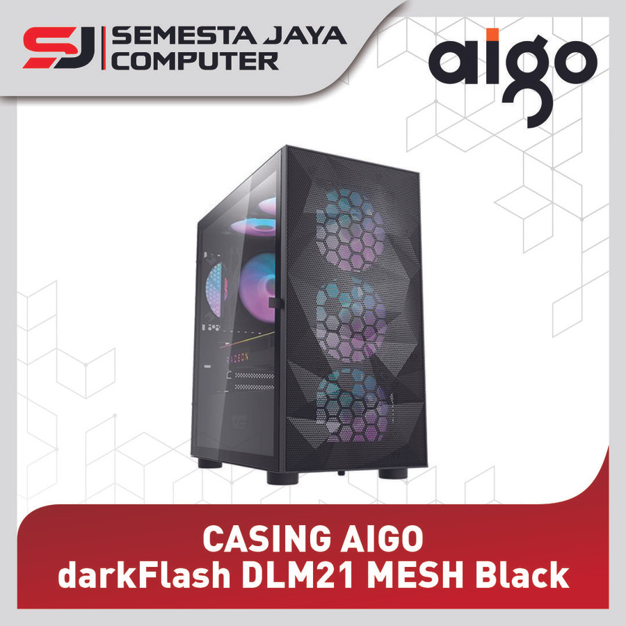 Casing Aigo darkFlash DLM21 MESH Black Tempered Glass Micro ATX