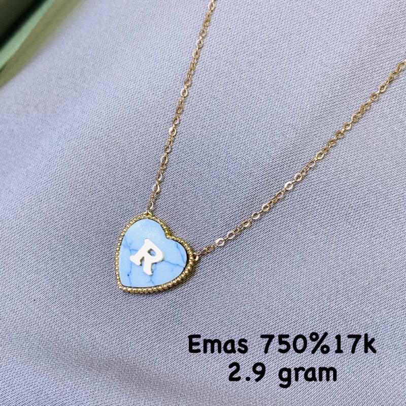 KALUNG LOVE INISIAL R EMAS 750%