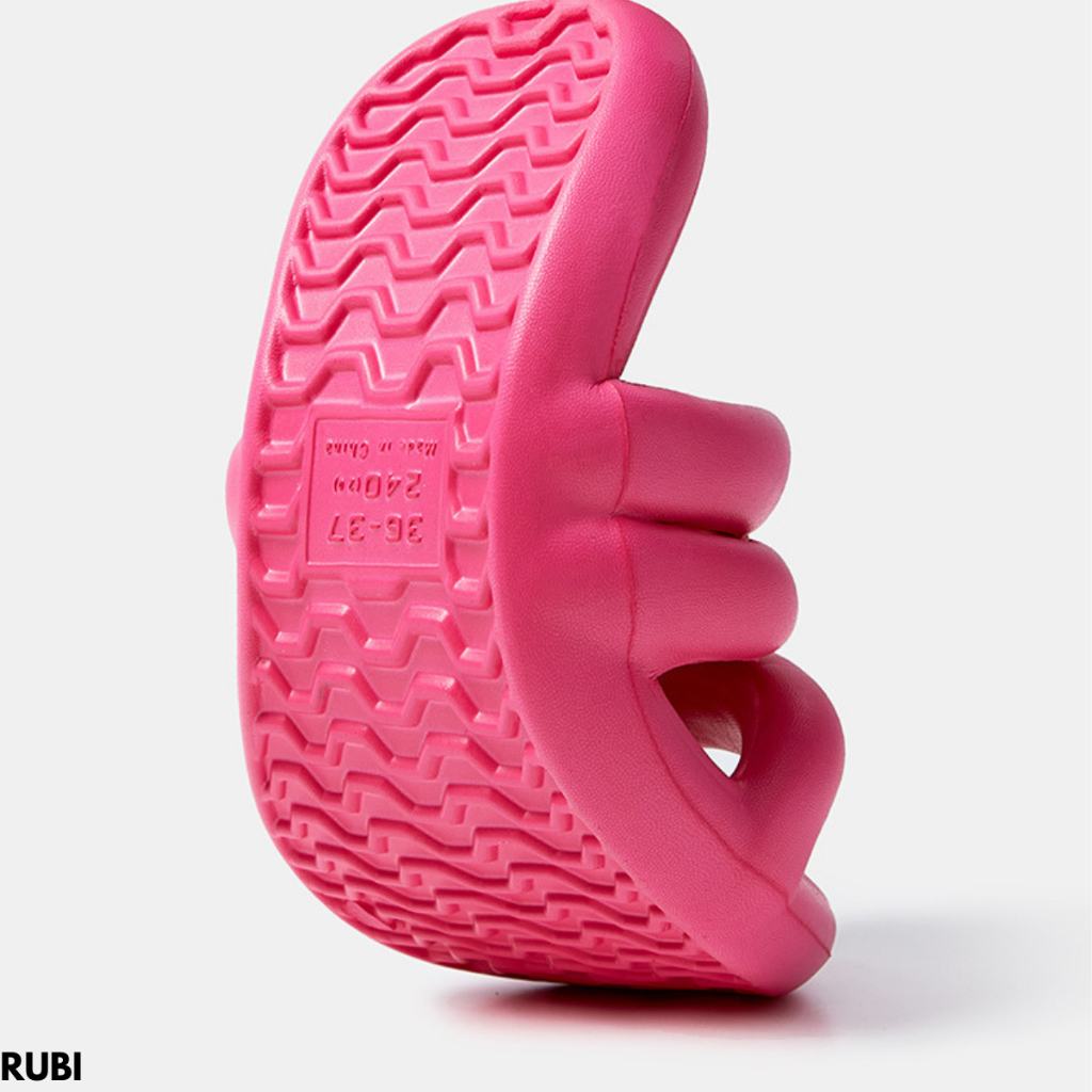 FINDME 36-41 RUBI SANDAL STRAP WANITA NYAMAN RINGAN ANTI SLIP IMPORT RUBBER SENDAL WEDGES