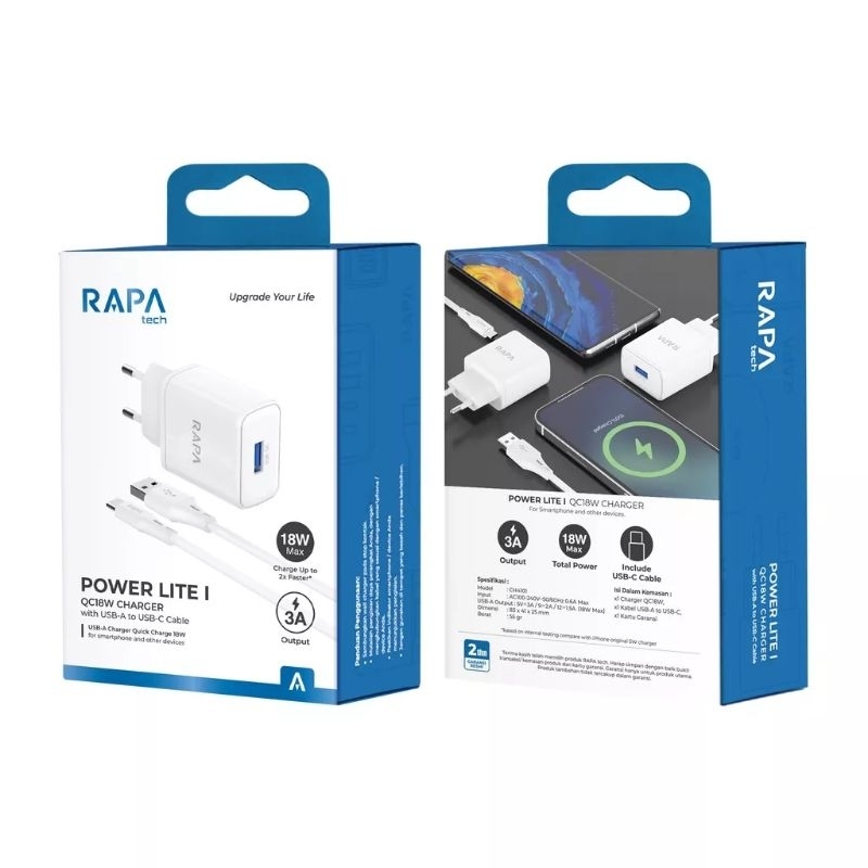 Rapa CH4101 Charger 3A 18W Fast Charging with Type-C Cable