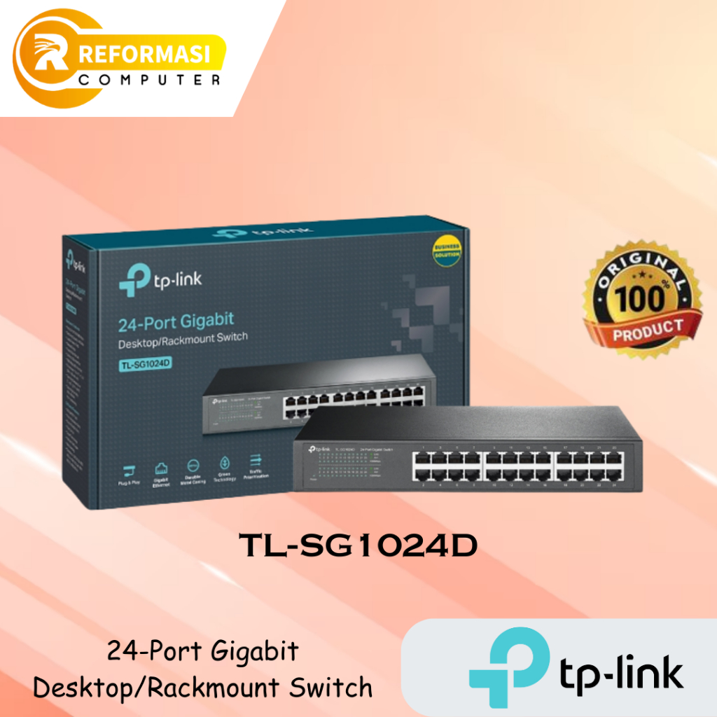 Switch Hub TPLink 24 Port TL-SG1024D Gigabit Desktop/Rackmount Switch