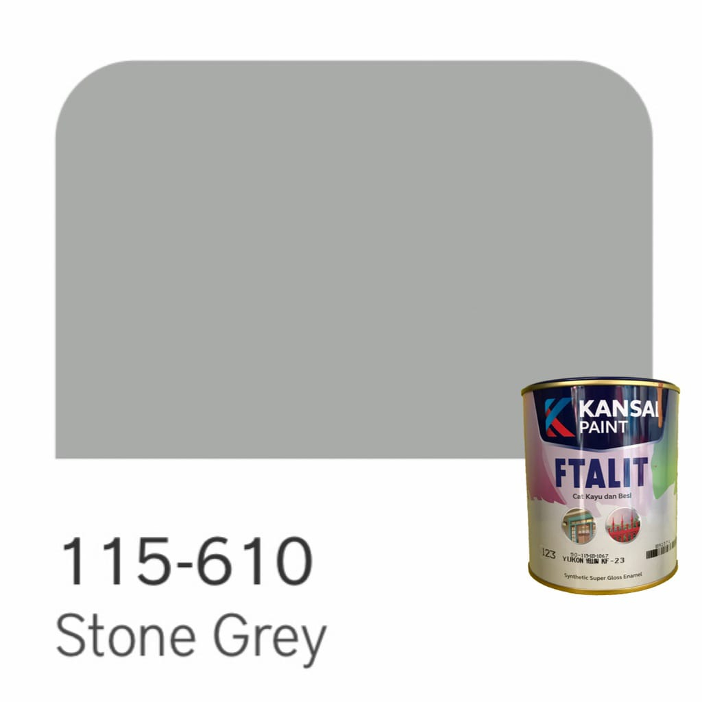 Cat Kayu dan Besi Kansai Paint Ftalit Warna Glos 1kg 115 - 610 Stone Grey