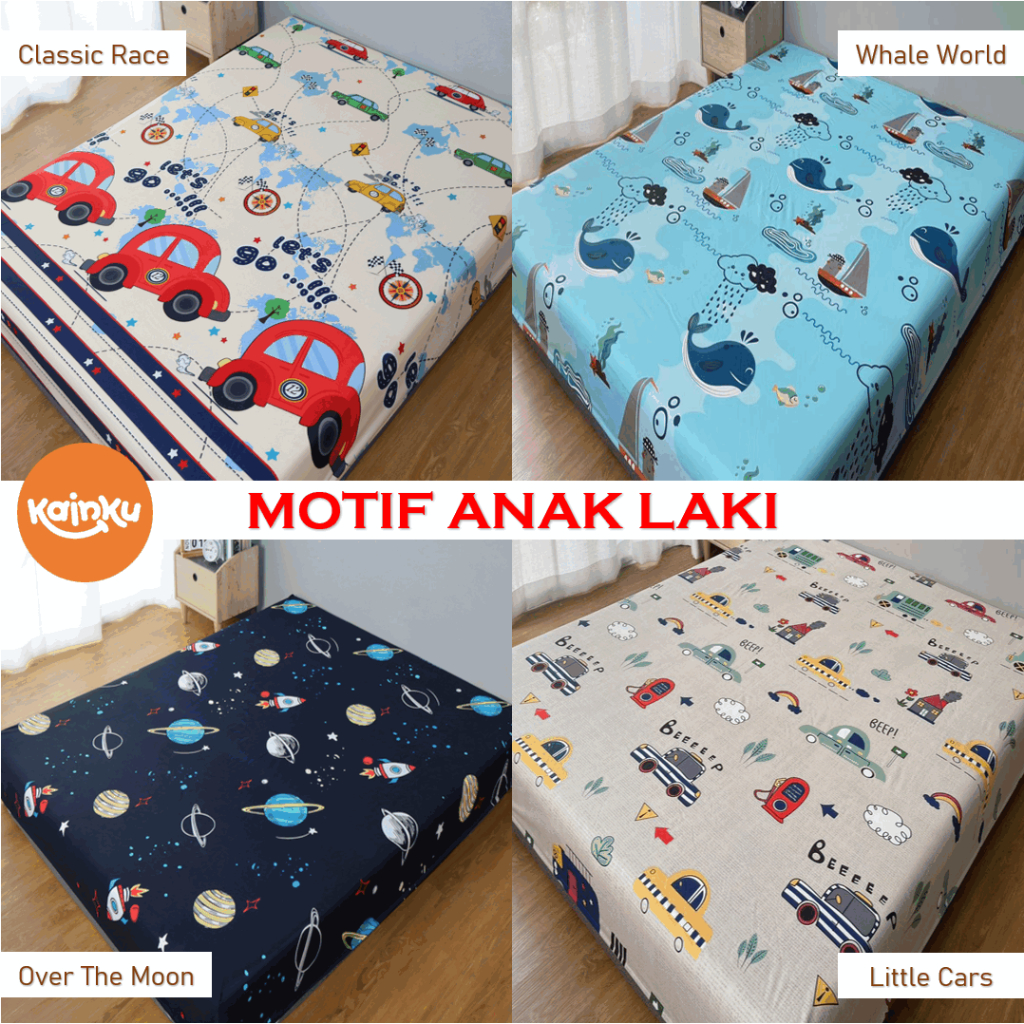 SPREI WATERPROOF  ANTI AIR CUSTOME TINGGI BED 120 Tinggi 25 | 160 Tinggi 25 | 180x200x25 | 180x200x30 Motif Anak Dewasa