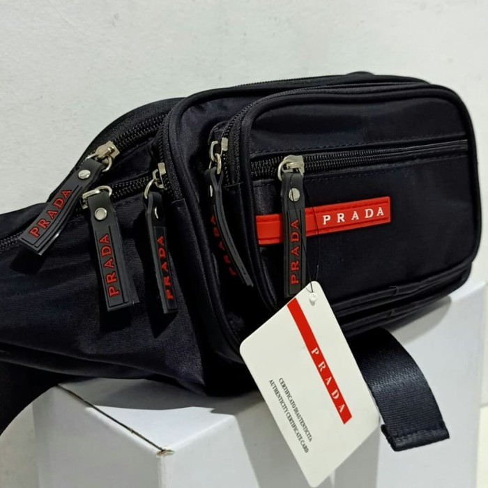 PRADA Tas pinggang Pria Wanita/ Tas selempang Pria Wanita/ Tas Slempang Pria 7 Resleting