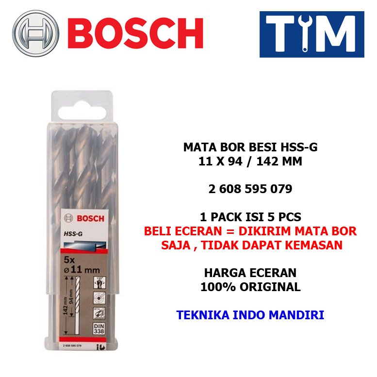 BOSCH Mata Bor Besi 11 MM HSS-G / Metal Drill Bit 11 x 94 / 142 MM